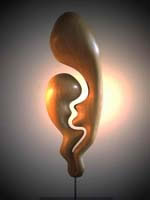 Abstract sculpture timber carving and bronze/stainless steel edition sculpture entitled 'affection' 